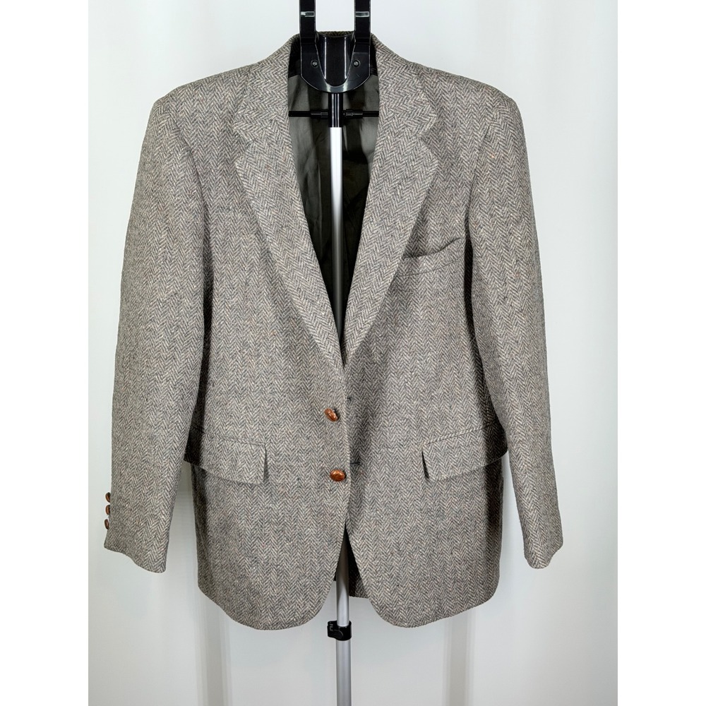 Levi Strauss Tailored Classics Wool Herringbone Blazer Grey Brown Vintage Jacket